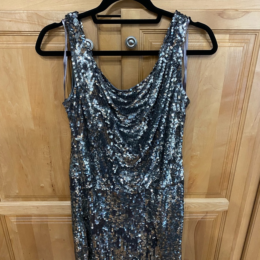 Sequin Evening Dress in Silver